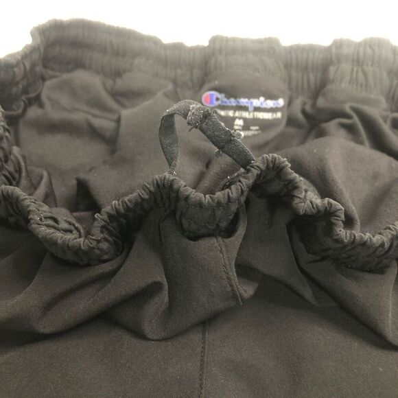 champion running shorts size medium black white stripes back zip pocket - Picture 4 of 11